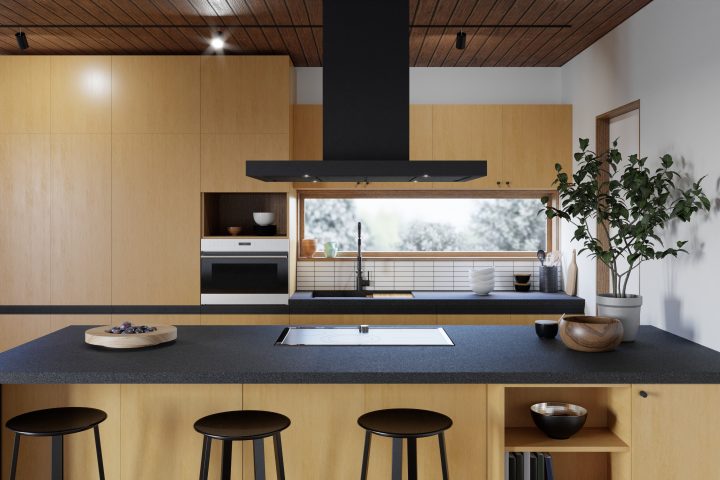 Matt black kitchen worktops - Designer Kitchens